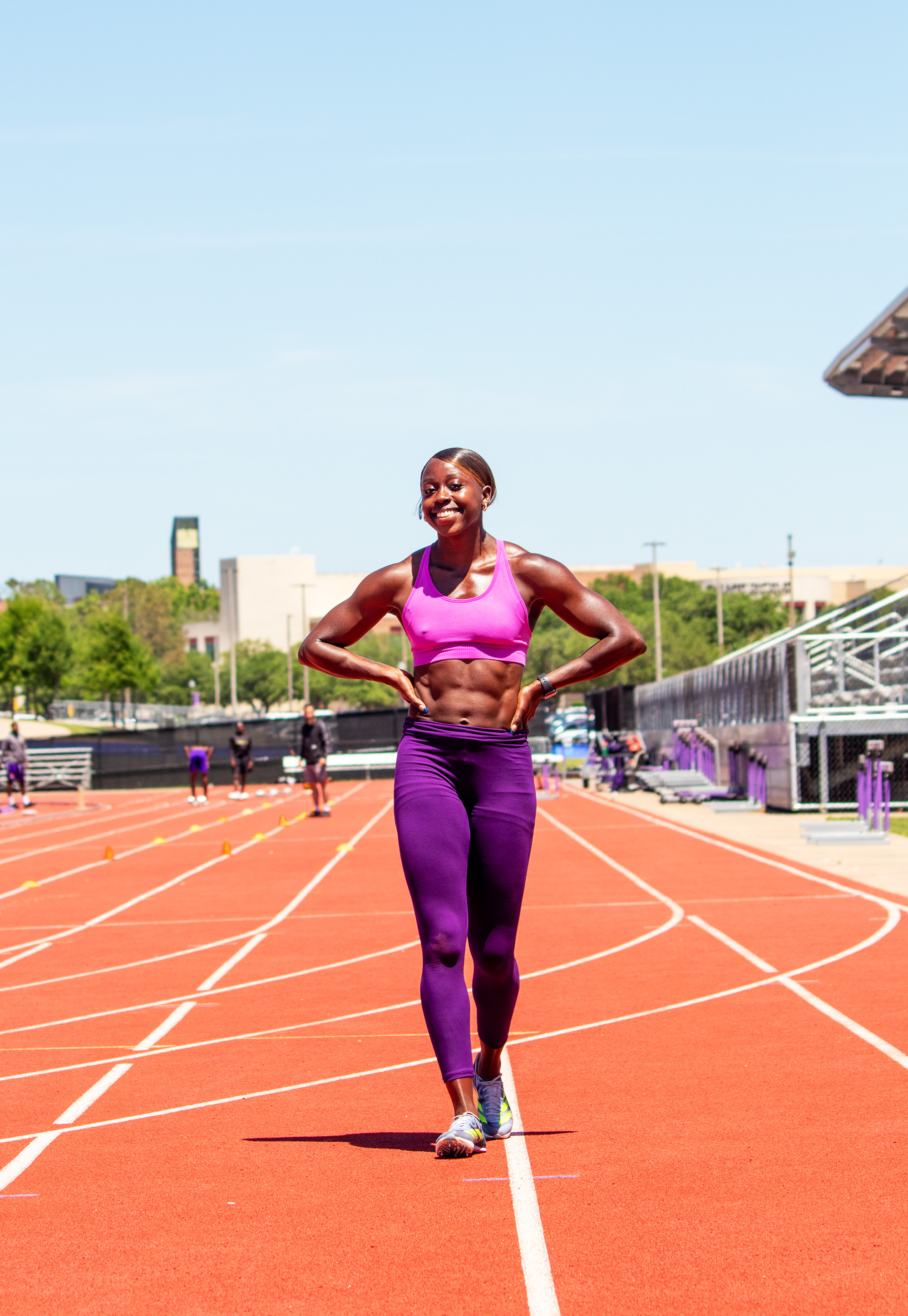 Behind-the-scenes athletics photography capturing training intensity and focus of Team GB sprinter