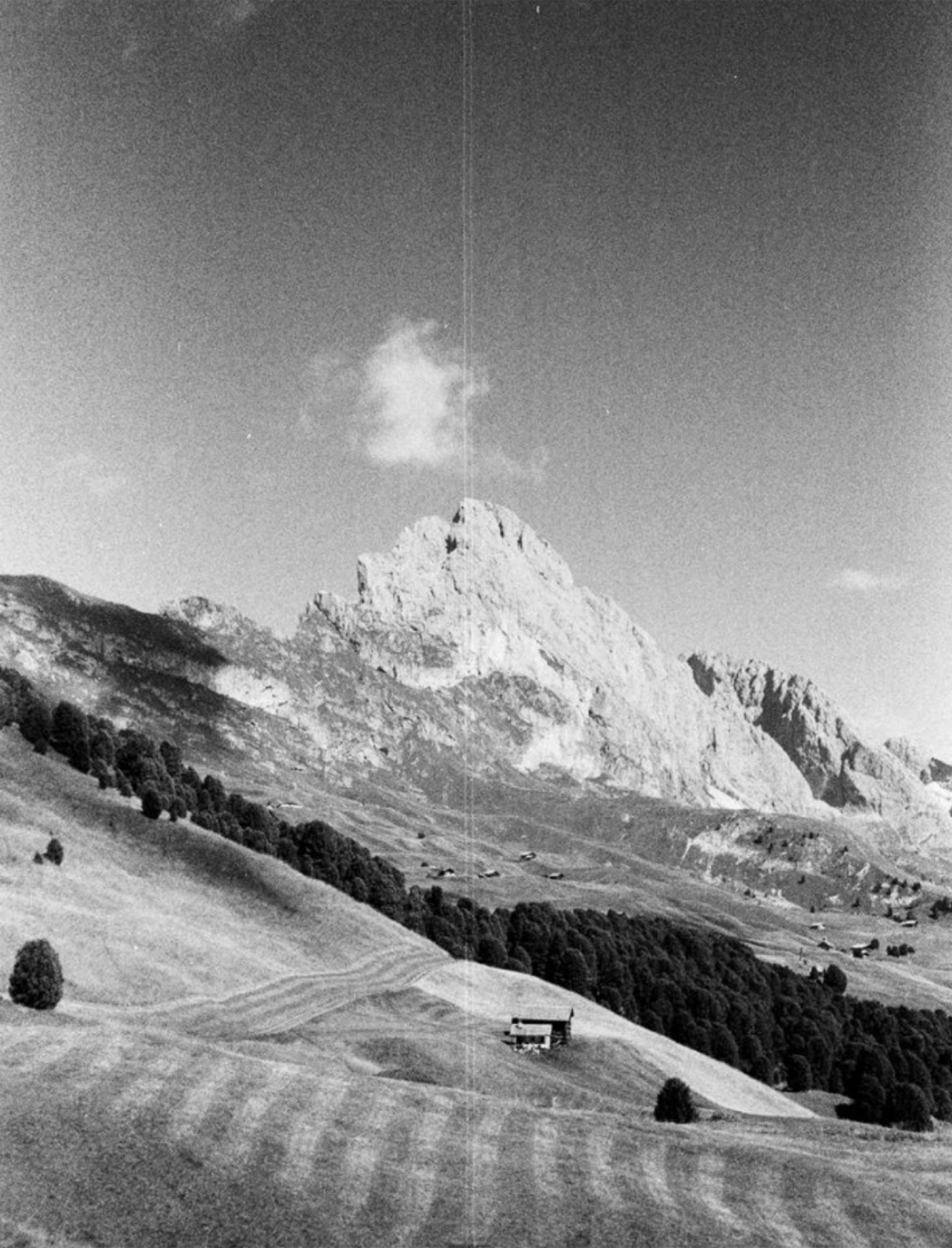 Alpine Meadow Dolomites black and white fine art print